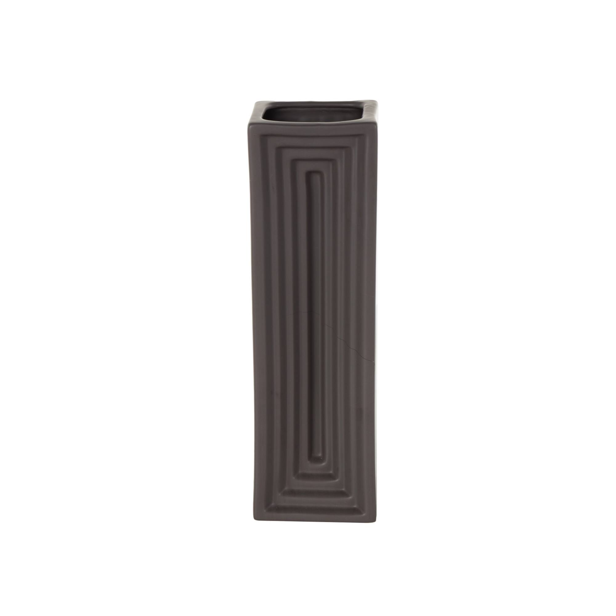 15" Black Rectangular Ceramic Vase
